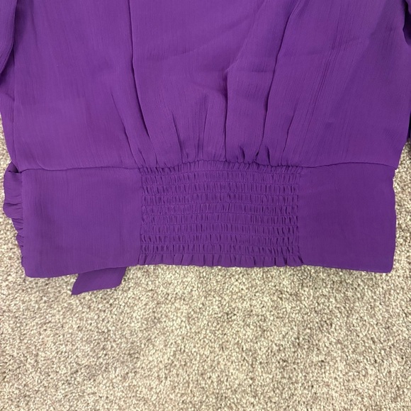 Express Women's Tie Waist Top Size XS Purple V-Neck Faux Wrap Lined NWT $54 - Picture 10 of 16